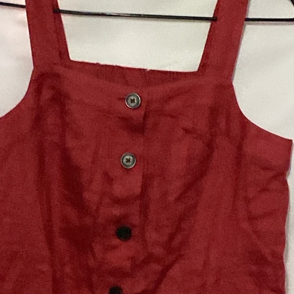 NWT J JILL 100% Linen SIZE Small Petite cape cod red Jumper Dress BUTTON FRONT - Picture 8 of 12